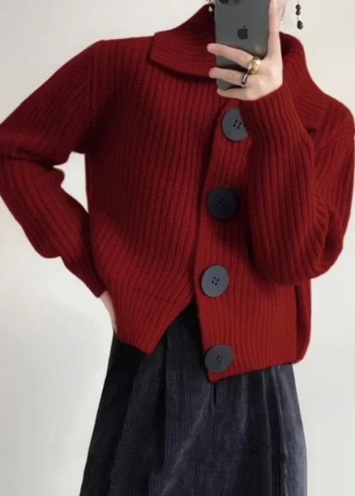 Peter Pan collar button-down knitted cardigan - Image 4