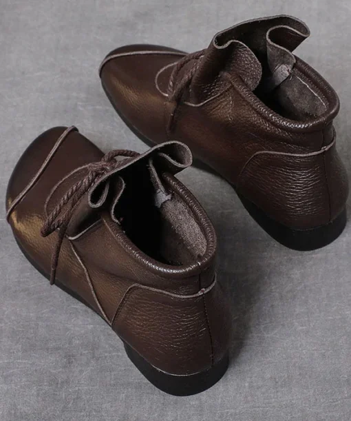 Simple cowhide genuine stitching ankle boots - Image 2