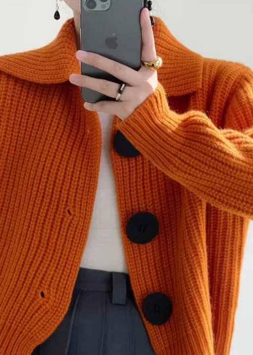 Peter Pan collar button-down knitted cardigan - Image 3