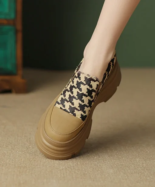 Black Versatile Women Splicing Platform Loafer Shoes - Image 3