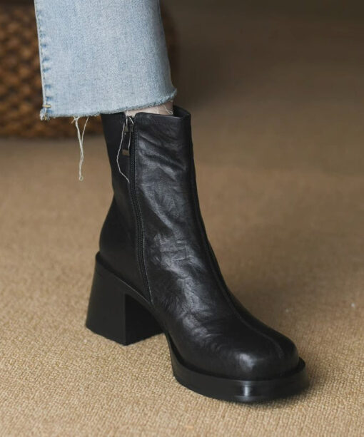 Fashion zip-up block-heeled boots - Image 4