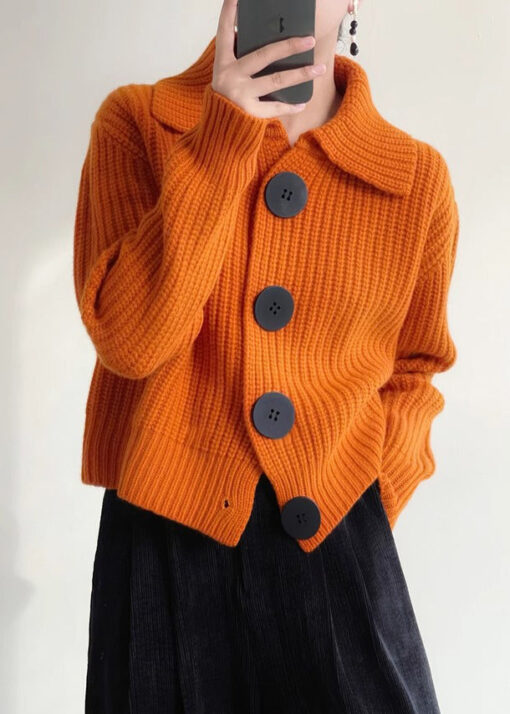 Peter Pan collar button-down knitted cardigan