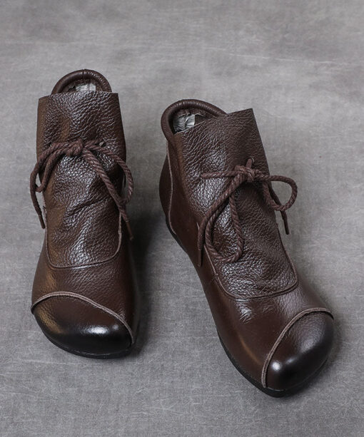 Simple cowhide genuine stitching ankle boots - Image 4