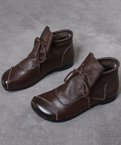 Simple cowhide genuine stitching ankle boots - Image 5